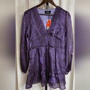Cider Shimmering‎ Puple VNeck Mini Dress SIZE LARGE